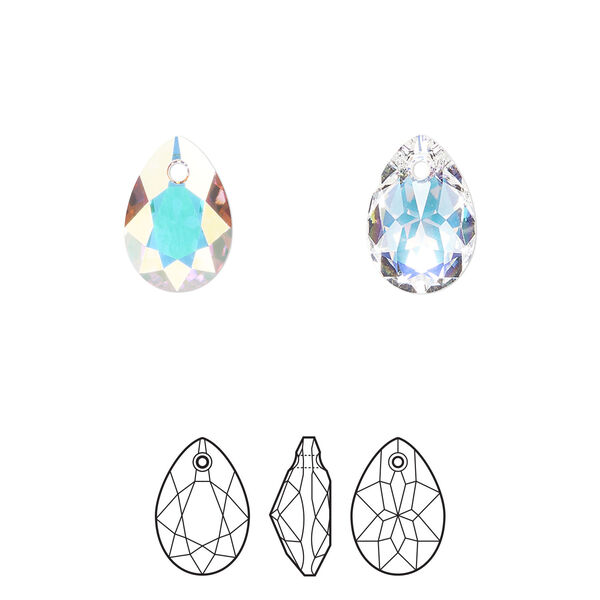 Drop 48pk crystal AB, Swarovski&reg; 11.5mm pendant pear cut 6433 image number 0