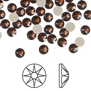 Flat back 1pkg144 smoked topaz foil back, Crystal Passions&reg; Regenerated 4.6-4.8mm rose round SS20 2088