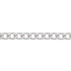 Chain 1pkg1 curb, 4mm, aluminum / anodized silver 5 foot unfinished