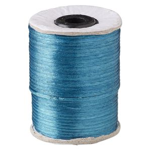 Cord, Satinique&trade;, satin, teal, 2mm. Sold per 200-foot spool.
