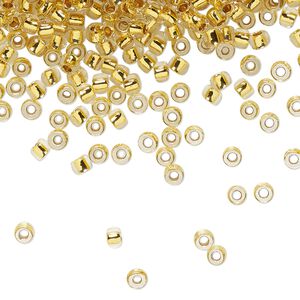 Seed bead, TOHO BEADS&reg;, glass, pkg/250g, #8 round, transparent 24Kt gold-lined crystal clear (TR-08-701).