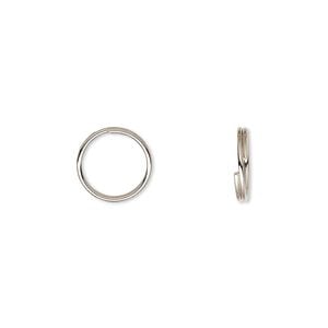 Split ring 1pkg1000 imitation nickel-finished, 10mm round, 8.5mm inside diameter / steel