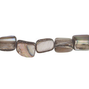 Mother-of-pearl shell 1pkg1, triangle tube bead 15 inch silver 6x6mm-10x10mm