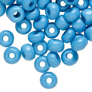 Seed bead, glass, pkg/50g, #3 chalk pony, opaque aqua blue.