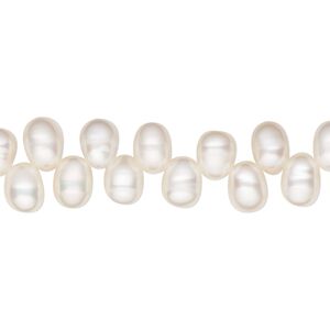 Pearl, cultured freshwater (bleached), white, 6x5mm-9x6mm top-drilled rice, C grade, Mohs hardness 2-1/2 to 4. Sold per 15.5-16 inch strand.