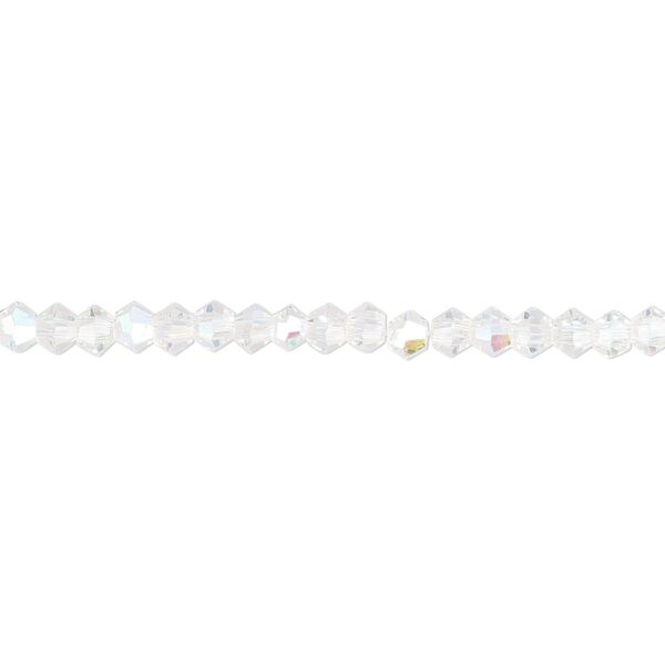 Bead 1pk 16 facets translucent clear AB, Celestial Crystal&reg; 3mm bicone 15.5-16 inch image number 0