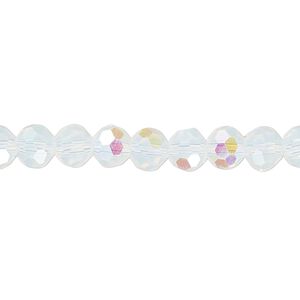Bead 1pk 32 facets clear translucent frosted AB, Celestial Crystal&reg; 6mm round 15.5-16 inch