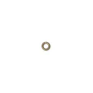 Jump ring 1pkg100 gold-plated, 4mm round, 20 gauge / 2.4mm inside diameter / brass / antique
