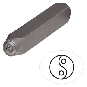 Stamp punch, tempered chrome vanadium steel, 6mm yin-yang, 2-3/4 x 3/8 inches. Sold individually.