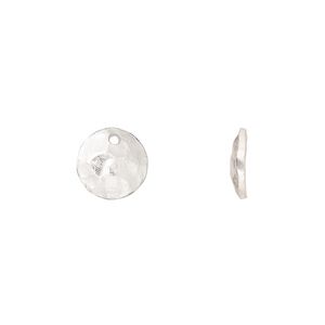 Drop, sterling silver, 10mm domed hammered disc. Sold individually.