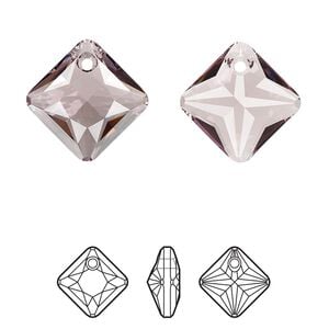 Drop 1pk light amethyst, Crystal Passions&reg; 16mm pendant princess cut 6431