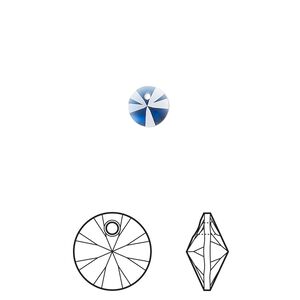 Drop 12pk dark sapphire, Crystal Passions&reg; Regenerated 6mm pendant mini disk 6428
