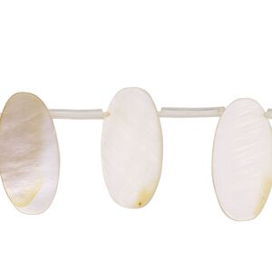 Mother-of-pearl shell 1pkg1, top-drilled flat oval bead 15 inch white 20x7mm-21x11mm