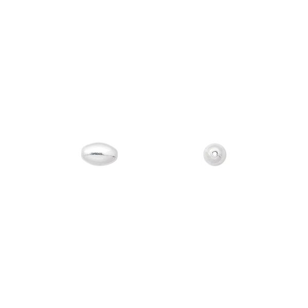 Bead 1pkg100 silver-plated, 5x3mm oval, brass image number 0