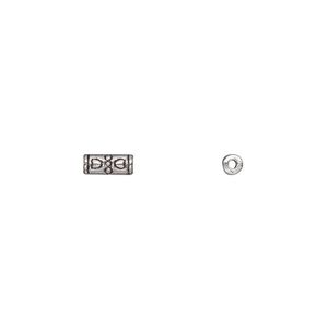 Bead 1pkg100 silver-plated "pewter", 7x2mm tube, antique