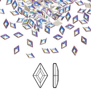 Flat back 6pk crystal AB foil back, Crystal Passions&reg; 5x3mm diamond 2773