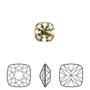 Fancy stone 2pk dark jonquil foil back, Crystal Passions&reg; Regenerated 10mm cushion 4470