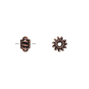 Bead 1pkg20 copper, 8x5mm open spiral rondelle, antiqued