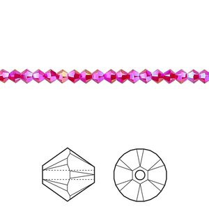 Bead 1440pk light Siam shimmer 2X, Swarovski&reg; 3mm XILION bicone 5328