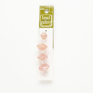 Bead 1pkg4 handblown glass, 12mm round / 20x12mm-20x13 saucer / line design, assortment translucent clear / multicolored