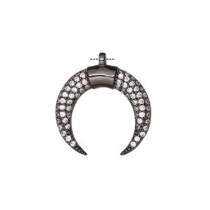 Drop, cubic zirconia and black-finished brass, clear, 20x19mm single-sided naja. Sold individually.