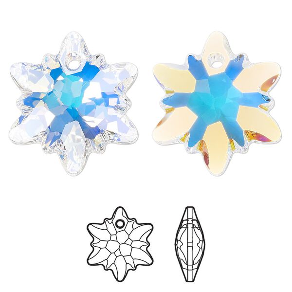 Drop 18pk crystal AB, Swarovski&reg; 28mm pendant edelweiss 6748 image number 0