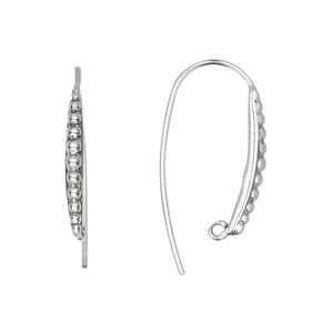 Ear wire 1pkg2 sterling silver, 23mm beaded / open loop, 20 gauge antiqued 1 pair
