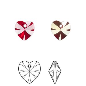 Drop 288pk Siam AB, Swarovski&reg; 10mm pendant heart 6228