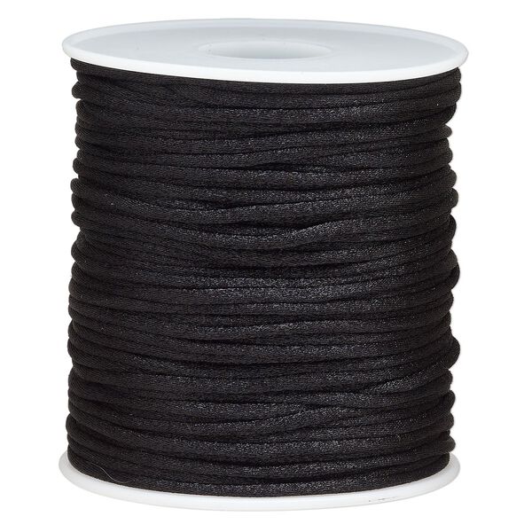 Cord 1pkg1, Satinweave&trade;, satin, black, 2mm tighter weave. 200-foot spool. image number 0