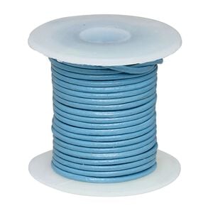 Cord, leather (dyed), turquoise blue, 1-1.2mm round. Sold per 5-yard spool.
