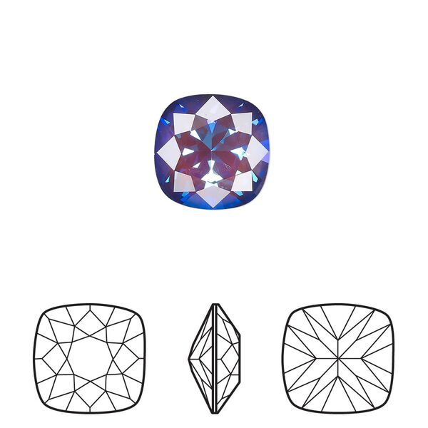 Fancy stone 1pk crystal ultra purple AB, Crystal Passions&reg; 12mm cushion 4470 image number 0