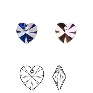 Drop 24pk crystal heliotrope, Crystal Passions&reg; 10mm pendant heart 6228