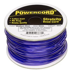 Cord, Powercord&reg;, elastic, medium blue, 2mm, 21.5-pound test. Sold per 25-meter spool.