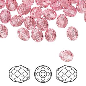 Bead 288pk light rose, Swarovski&reg; 7x6mm olive briolette 5044