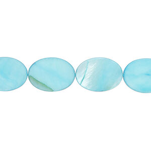 Mother-of-pearl shell 1pkg1, flat oval bead 15 inch dark sky blue 14x10mm