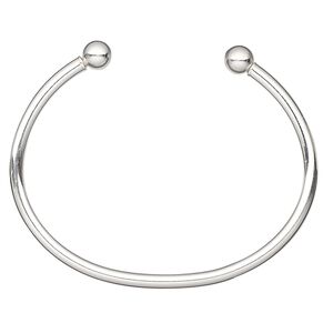 Bracelet, cuff, Create Compliments&reg;, sterling silver, 3mm wide with (2) 6mm twist-off ball ends, adjustable from 6 to 6-1/2 inches. Sold individually.