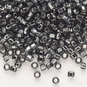 Seed bead, Dyna-Mites&trade;, glass, silver-lined translucent gunmetal, #6 round with square hole. Sold per 1/2 kilogram pkg.