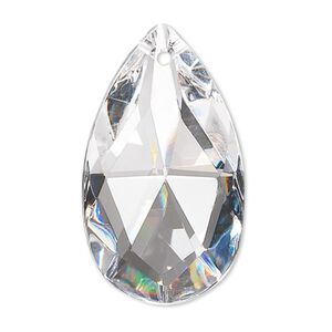 Suncatcher 44pk clear, Asfour Crystal 37x21.5mm top-drilled faceted puffed teardrop