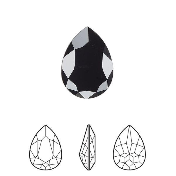 Fancy stone 48pk jet, Swarovski&reg; 18x13mm pear 4320 image number 0