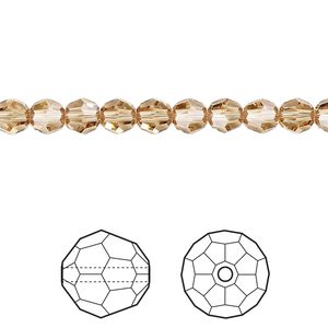 Bead 12pk light Colorado topaz, Crystal Passions&reg; 5mm round 5000