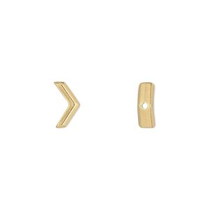 Bead, TierraCast&reg;, "Make a Statement" collection, gold-plated pewter (tin-based alloy), 10x5.5mm faceted chevron with geometry theme. Sold per pkg of 20.