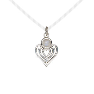 Drop 1pkg1, antiqued sterling silver and rainbow moonstone (natural), 14x11mm heart