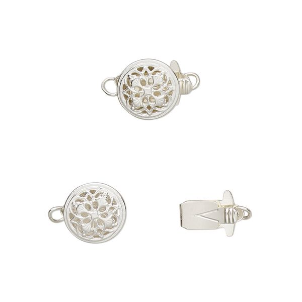 Clasp tab 1pkg1 sterling silver, 9mm round, 1-strand image number 0
