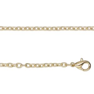 Chain 1pkg1 cable, 2.5mm textured / lobster claw clasp, gold-finished / matte steel 24 inch
