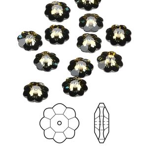Margarita flower 12pk crystal tabac foil back, Crystal Passions&reg; 8x3mm 3700