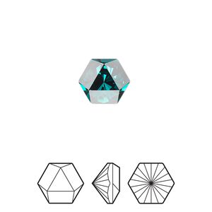 Fancy stone 2pk emerald foil back, Crystal Passions&reg; 10.8x9.4mm prismatic hexagon 4699