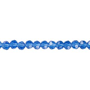 Bead 1pk 32 facets transparent medium blue, Celestial Crystal&reg; 4mm round 15.5-16 inch