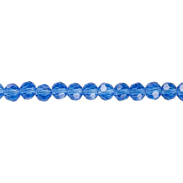 Bead 1pk 32 facets transparent medium blue, Celestial Crystal&reg; 4mm round 15.5-16 inch image number 0