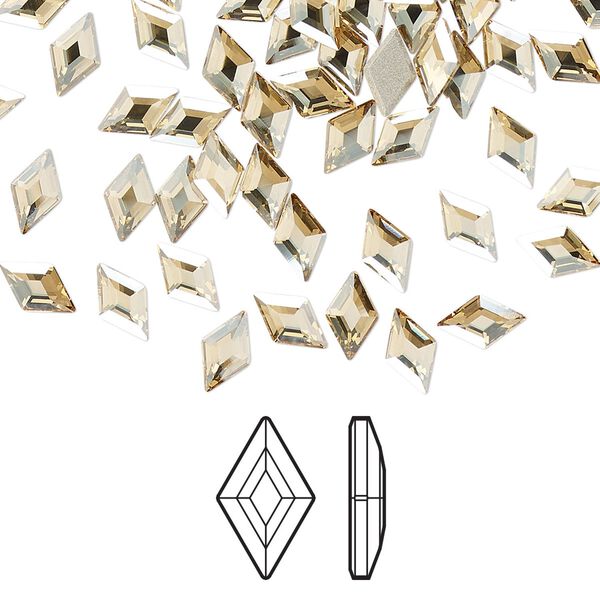 Flat back 288pk crystal golden shadow foil back, Swarovski&reg; 6.6x3.9mm diamond 2773 image number 0