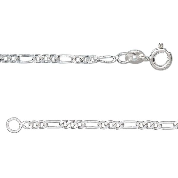 Chain 1pkg1 sterling silver figaro, 2.1mm / mixed clasp, 24 inch image number 0